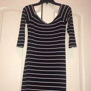 Striped, body-con, midi dress